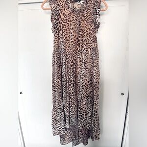 Karlie Leopard Print Velvet Overlay Sleeveless Dress (Size S)